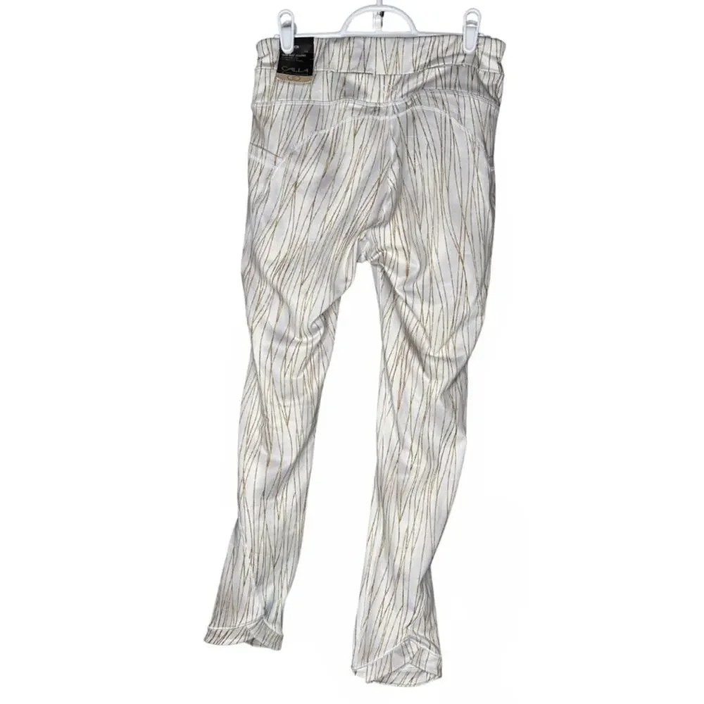 CALIA by Carrie Underwood White and Gold Leggings Warm Collection Pockets Ankle